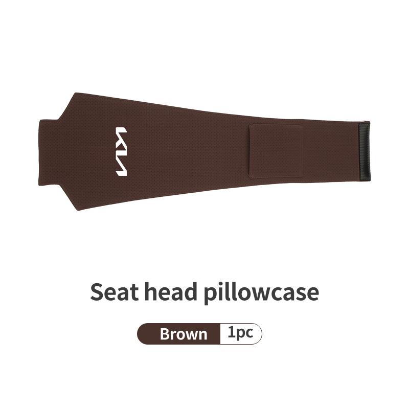 AAAFR1 Car Logo Headrest Cover Suede Perforated Breathable Head Pillowcase Pads For KIA Cerato Proceed Venga Stonic Picanto Sorento