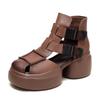 GKTINOO 2025 New Summer Black Women Genuine Leather Sandals Cool Boots Platform Shoes Wedges Sandals Women Shoes Outdoor Sandals