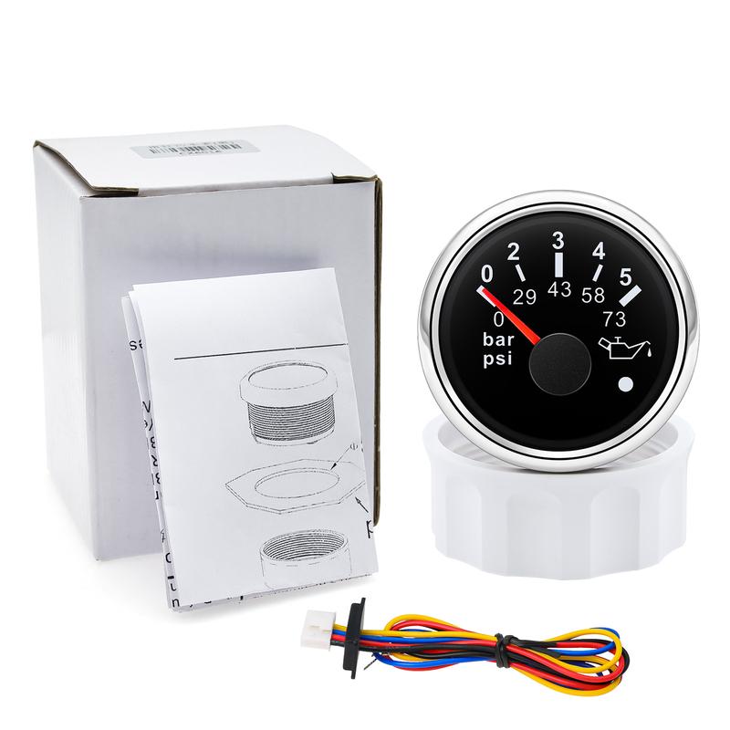 52MM Universal Car Oil Pressure Gauge 10Bar Oil Pressure Meter 10~184 ohms 1/8NPT Sensor For Car Marine Boat 12/24V