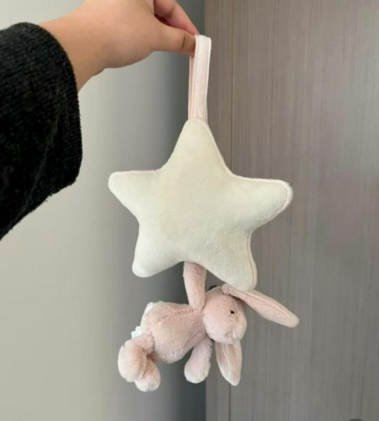 Плюшевая музыкальная шкатулка Jellycat в британском стиле: Розовая, Голубая и Коричневая Кукла Кролик и Лиса с Дергалкой