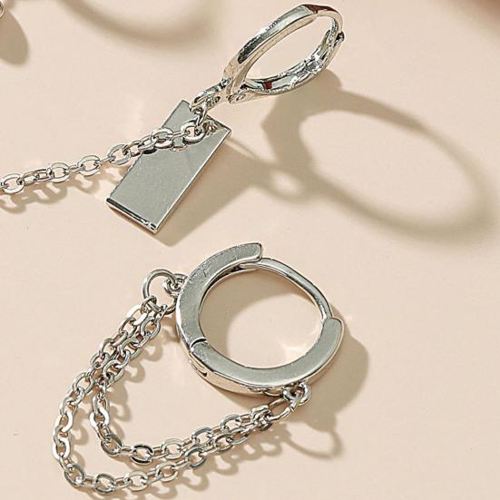 2 шт./компл., кулон-цепочка, круг для пирсинга, алюминиевый сплав, асимметричные зажимы для ушей, серьги-кольца для повседневной жизни