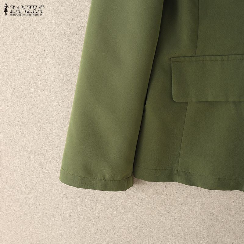 ZANZEA Женский кардиган-блейзер с отложным воротником, длинными рукавами, повседневный, тонкий