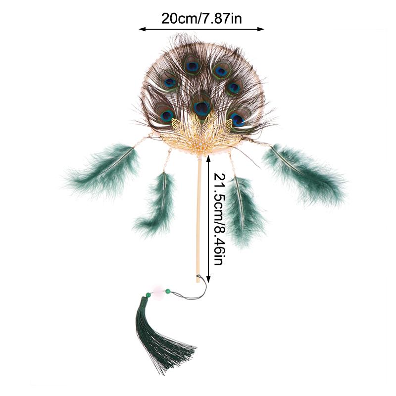 Шикарный круглый веер из павлиньих перьев, уникальный старинный свадебный веер для невесты, реквизит для стрельбы, домашний декор