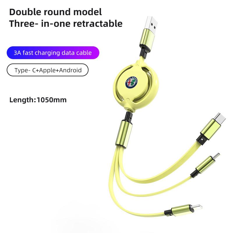 2026 Hot Alfa Romeo Car Internal 3 in 1 USB Telescopic Charger Adapter Cord Cable For Alfa Romeo 159 Giulietta Giulia 147 Mito 1