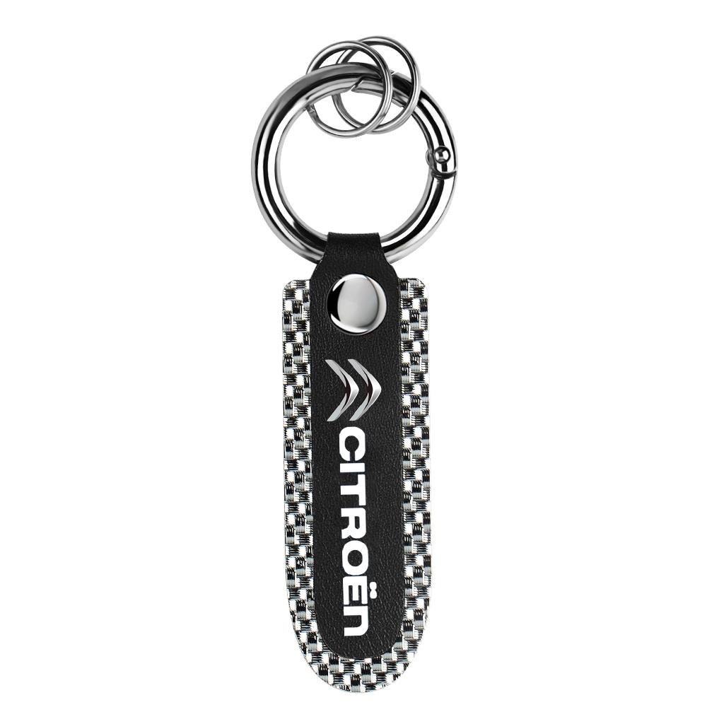 1pcs Metal/Leather Car Keychain Zinc Alloy Keychain Auto Accessories For Citroen C4 Picasso Xsara C5 Aircross Cactus C1 C2 C3 C6