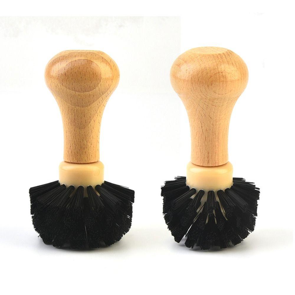 Dense Bristles Espresso Brush Wooden Handle Barista Cleaning Tool Portafilter Basket