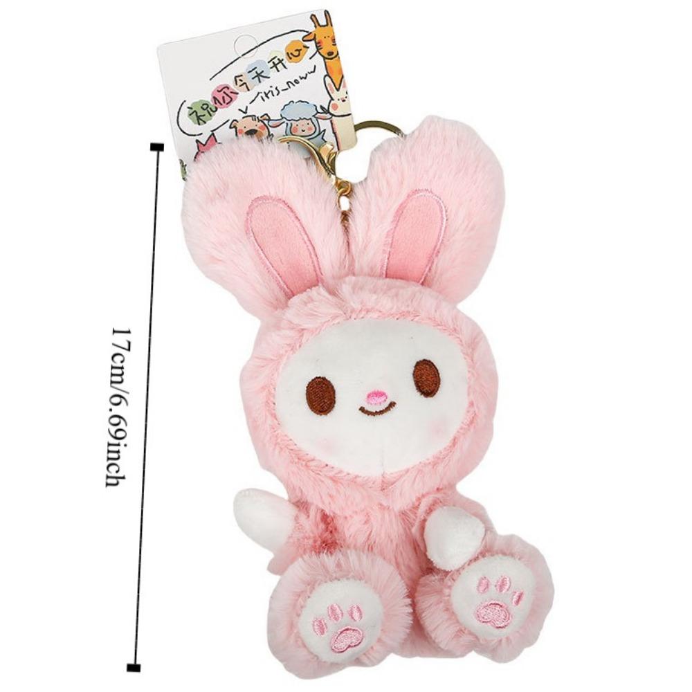Cartoon Small Animal Keychain Stuffed Car Key Ring Fashion Rabbit Plush Dolls Pendant Students