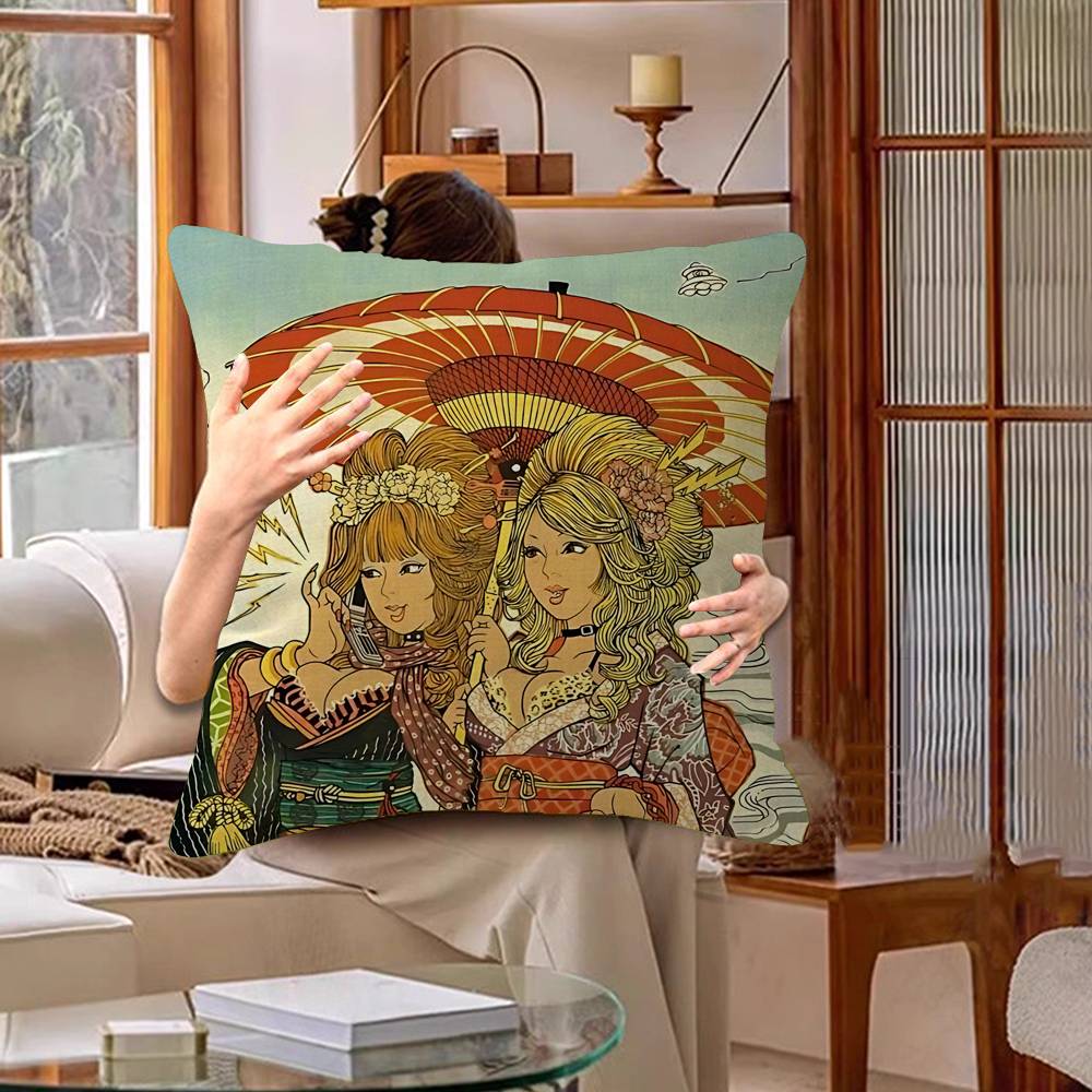 Гяру Субкультура Девушки АНИМЕ Ретро Декоративная Эстетика Комнаты Наволочка Домашний Декор Спальня Диван Кровать Подушка Чехол 45x45