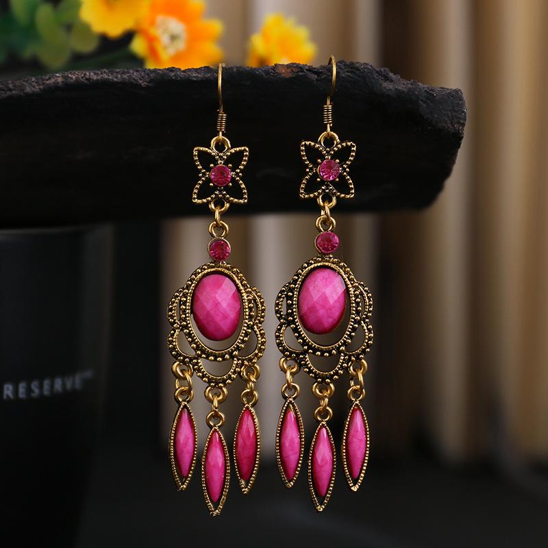 Ethnic Vintage Dangle Earrings for Women Tassel Waterdrop Earring Wedding Festival Jewelry Accessories