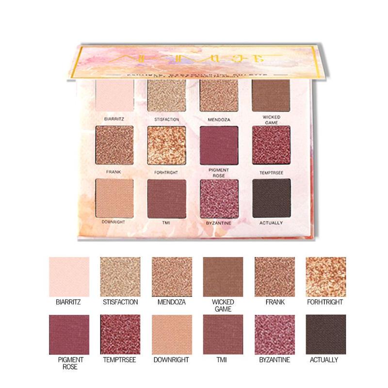 12-цветная палитра теней для век с блестками, долговечные матовые, металлические мерцающие тени для век, водонепроницаемые