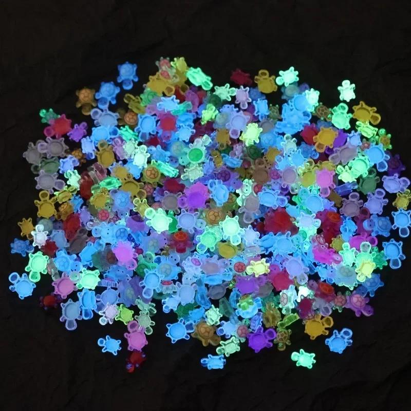 300pcs Cute Mini Resin Turtles Self-Luminous Turtle Miniatures Resin Tiny Turtles Nails DIY Accessories Creative Gifts Toys