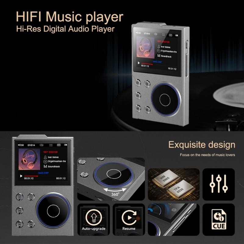HiFi MP3-плеер с поддержкой Bluetooth 5.3, Воспроизведение без потерь звука, USB-зарядка, Цифровой музыкальный плеер, Портативный аудиоплеер