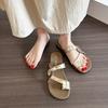 Shoes wear sandals versatile slippers women's shoes women's 2025 female summer models set toes step on thick soles new models