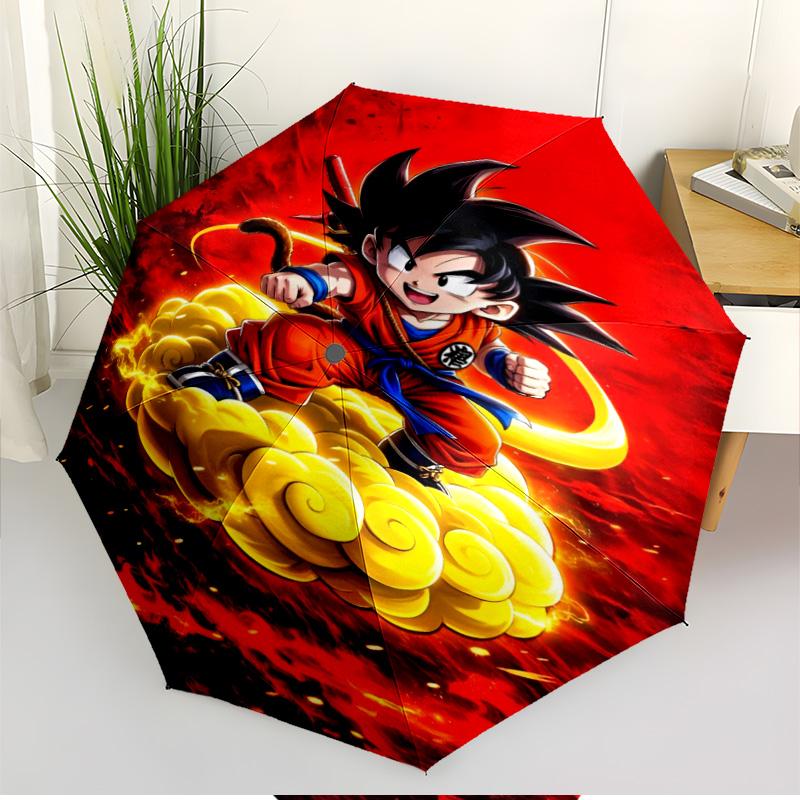 Автоматический складной зонт с принтом Dragon Ball, Портативный складной зонт, для улицы, поездок на работу, походов, Идеальный подарок на день рождения