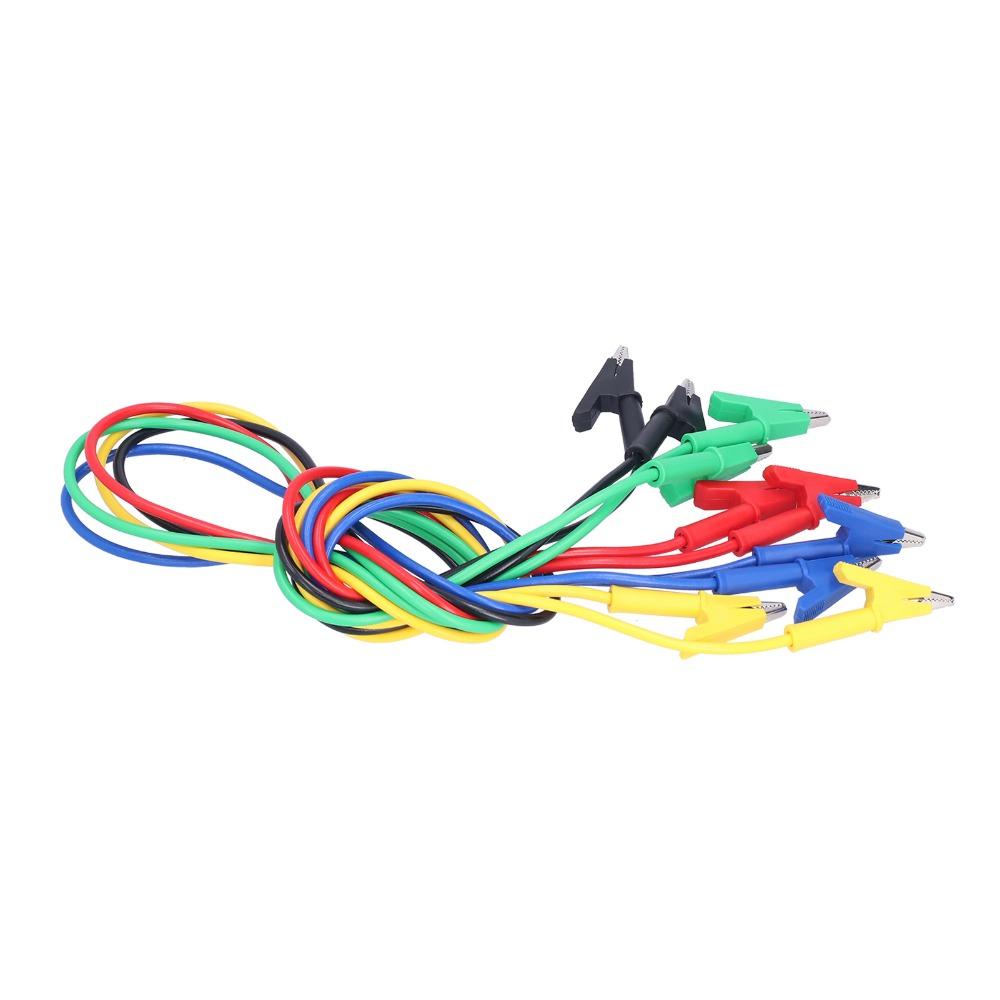 5PCS 1m Test Cable 5 Colors Jumper Wires Durable Alligator Clips Electrical Testing