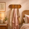 Eco Decx Handcrafted Rattan Wall Hooks, Wooden Key Holder & Coat Hanger Rack for Entryway, Bags, Towels & Home Decor 41  x  10  x  20 cm