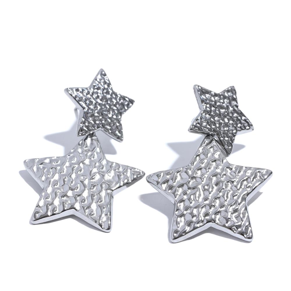 Yhpup New Stainless Steel Pentagram Star Dangle Earrings Bijoux Women Simple Metal Rust Proof Trendy Daily Gold Color Jewelry