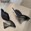 Eilyken Новые летние модные женские туфли в лаконичном стиле, тапочки на каблуке с копытами и квадратным носком, сандалии на мелком каблуке, женская повседневная обувь