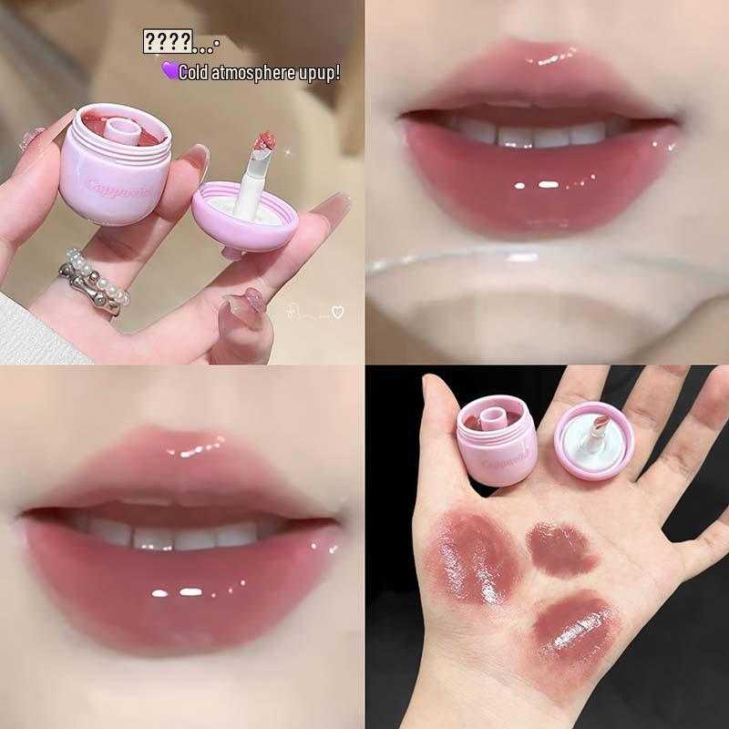 CAPPVINI Little Pine Cone Plumping Watery Lip Gloss - Mirror Shine for Students & Parties