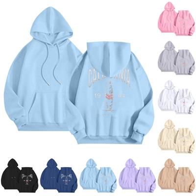 Женская модная толстовка с длинным рукавом, принтом букв, капюшоном, завязками, большим карманом, толстовка сверху