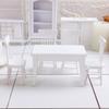 1 SET Wooden Miniatures White Simulation Dining Table Chair 1:12 Dollhouse Furniture Toy
