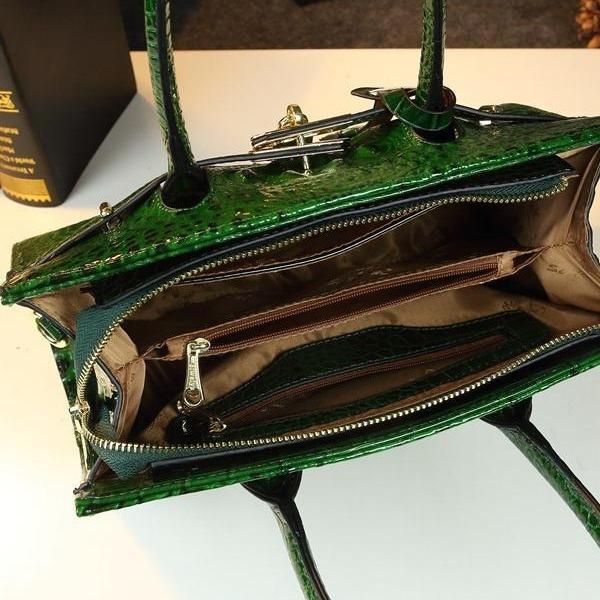 Сумка Сумка Атмосферная Платиновая Сумка Узор Крокодил Большая Сумка Среднего Возраста Жесткая Кожа Женская Сумка