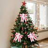 Wave Plaid Pattern Solid Color Christmas Bowknot Pendant DIY Gift Packing Xmas Tree Decor Christmas Pattern Bow Ornament