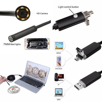 Универсальная 2в1 7мм 5м Автомобильная 6LED HD USB Android Эндоскопическая инспекционная камера