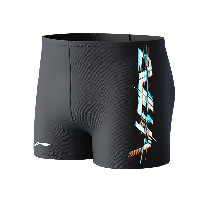 Li-Ning Профессиональная быстросохнущая одежда для плавания против стеснения Квадратный крой Плавки Мужская одежда для плавания Черный LNKW052-1
