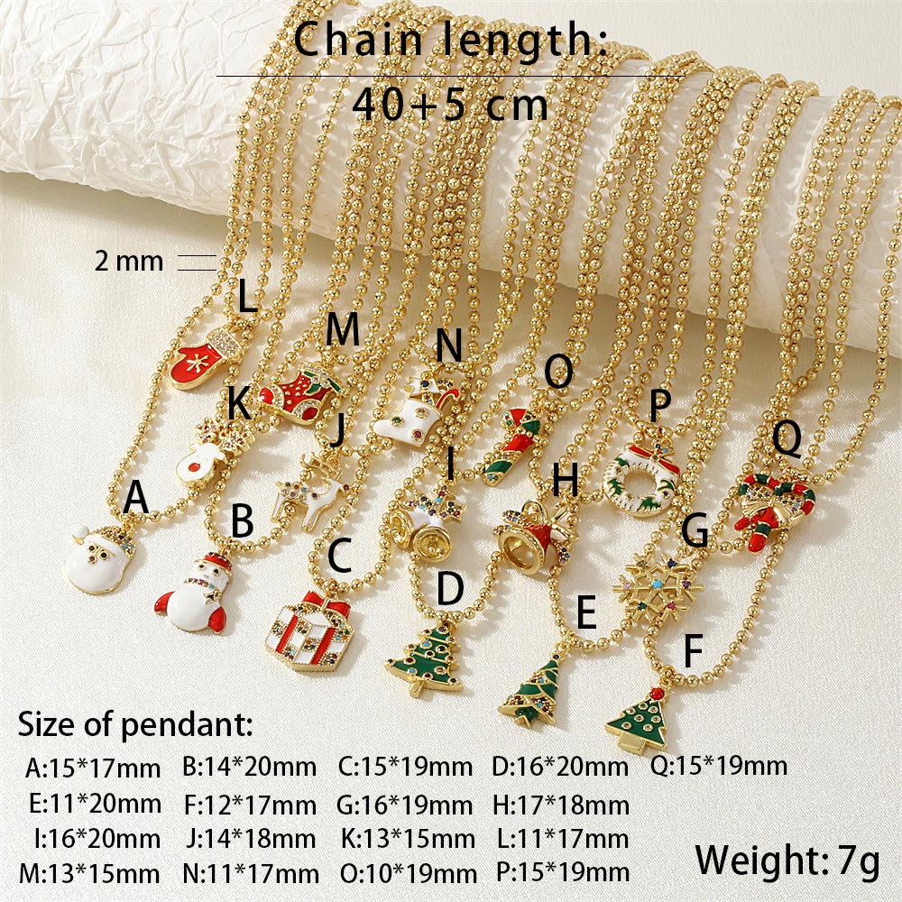 Рождественская коллекция: Ожерелье из бусин с шармами в виде дерева, снеговика, Санты, оленя, венка, перчаток и носков