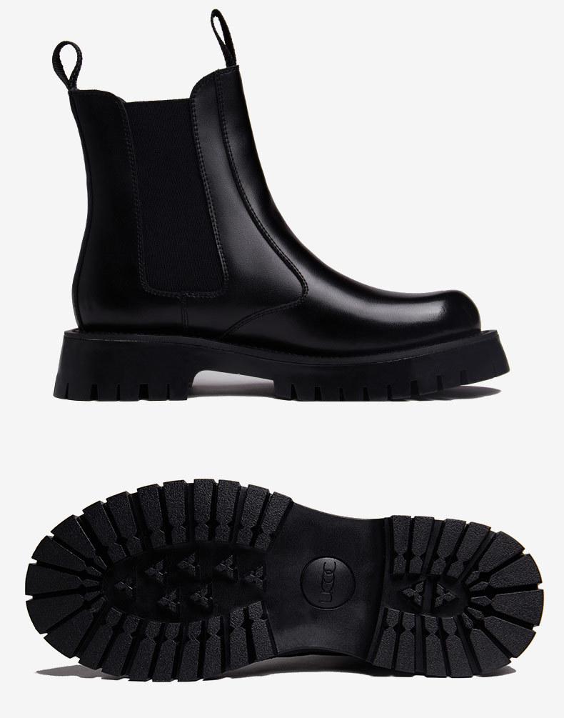 Мужские челси из черной кожи в британском стиле - Высокие, на толстой подошве, из мягкой кожи, универсальные для мотоциклетной, рабочей одежды в стиле Мартин.