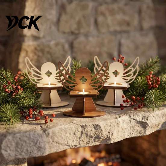 Angel Candle Holder Wooden Holder, Small Guardian Tealight Desktop Decorative Art Piece for Living Room, Fireplace, Mantel, Coffee Table, Wedding