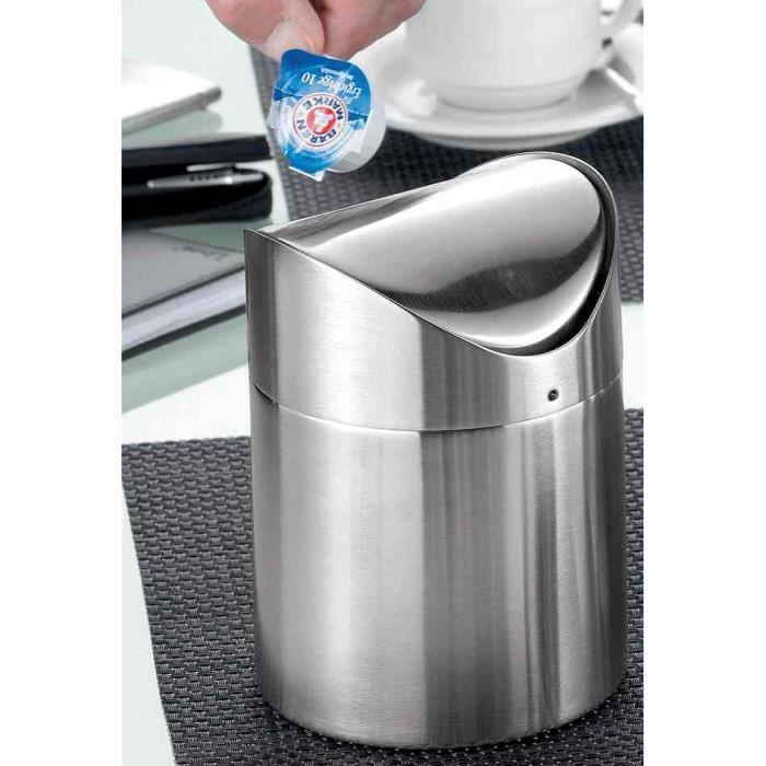 Poubelle de table - Esemeyer - Swing - Acier inoxydable brossé - Couvercle basculable - 170 mm de hauteur