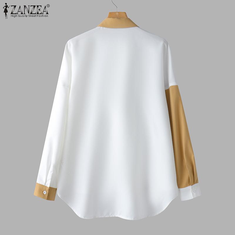 ZANZEA Женские весенние рубашки с цветочным принтом и длинным рукавом