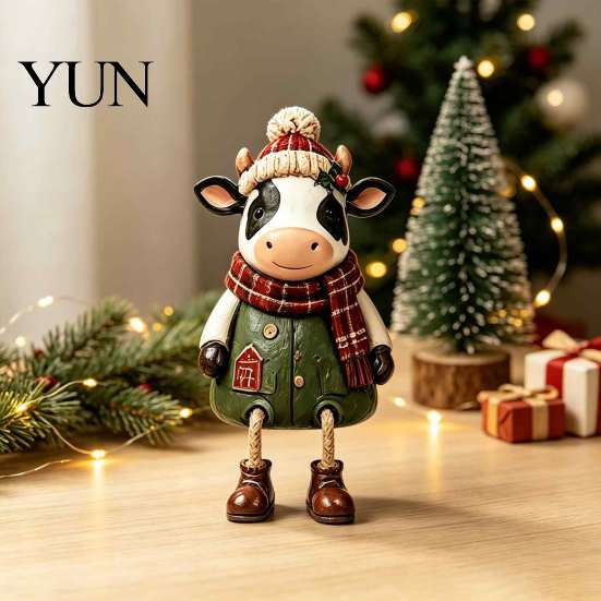 Seasonal Home Decor for Christmas Shelf Sitter Figurines, Retro Farm Animal Hanging Leg Decor, Indoor Winter Holiday Decorations Ornaments Mantel