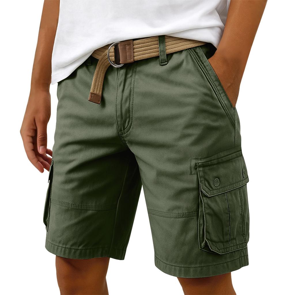 Мужские летние шорты-карго с несколькими карманами. Мужские повседневные модные однотонные свободные шорты-карго.