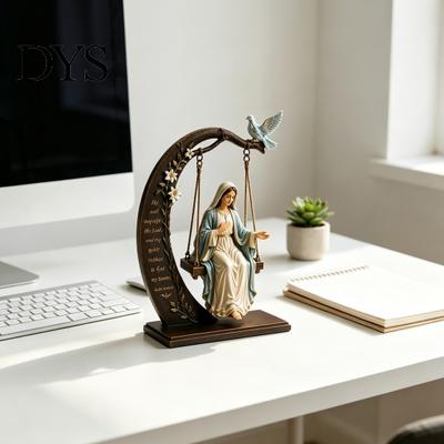 Настольная религиозная фигурка, Христианская Дева Мария, Подвесное украшение, Католический Библейский стих, Домашний декор, Благословенный Вдохновляющий подарок, Смола для