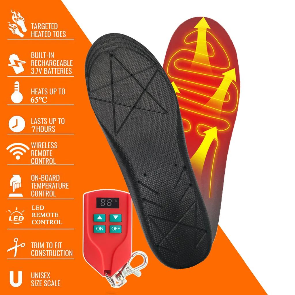 Electric Heating Insoles Winter Foot Warmers Outdoor Sports Tailorable Precise Temperature Control Heated Insoles