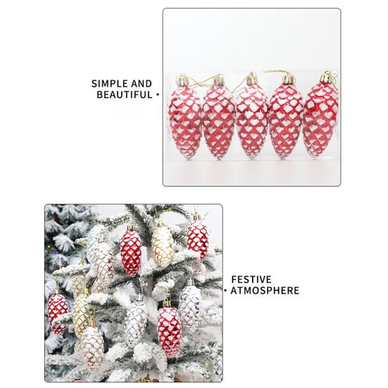 5 шт./кор., рождественские висячие сосновая шишка, блестящие многоразовые небьющиеся украшения для рождественской елки, пластиковые сосновые шишки, украшение для вечеринок