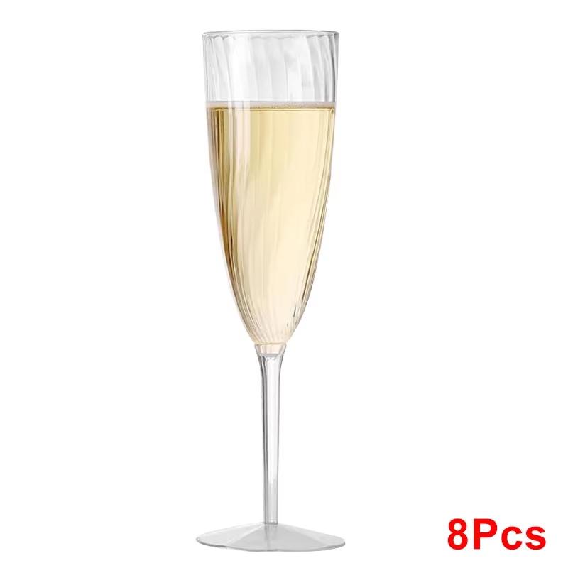 8 шт. прозрачные пластиковые утолщенные одноразовые стаканчики для вечеринок, свадеб, тостов, напитков, шампанского, коктейлей, бокалов для вина, роскошных бокалов