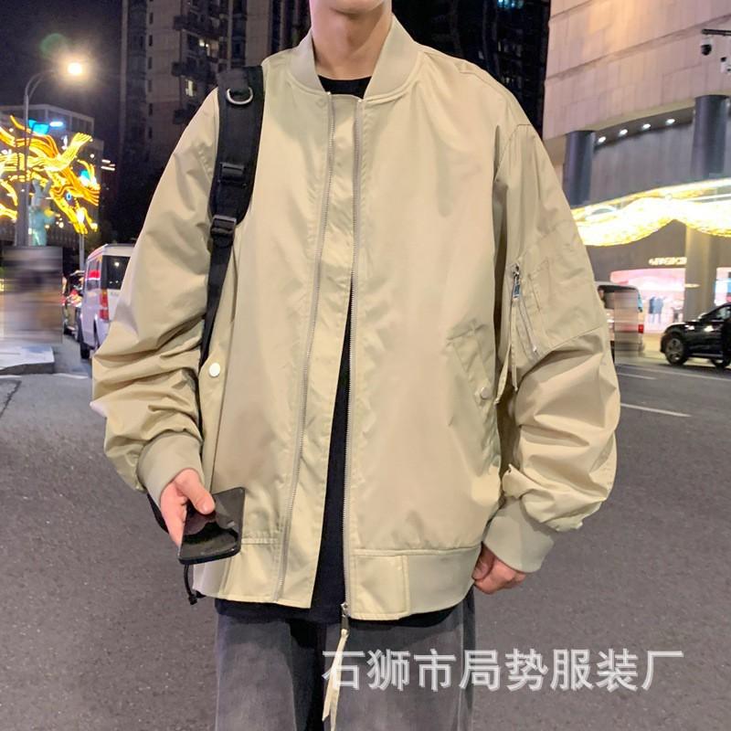 Mens Lightweight Bomber Jacket Casual Streetwear Windproof Oversized Fit