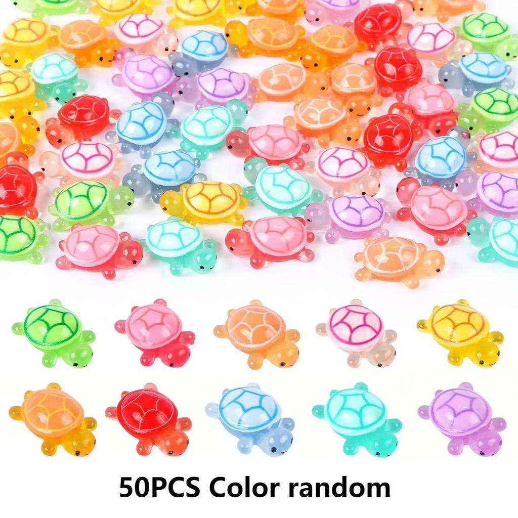 10/50/100 шт. Милые мини-светящиеся украшения в виде черепашек, светящиеся в темноте, мини-черепашки, микро-ландшафт, детские игрушки, украшение для дома, подарок