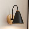 Living Room Iron Modern Nordic Wall Lamp Wood Bedside Wall Light Solid Color