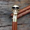 Brass Skull Head Handle Walking Stick Antique Wood Walking Cane