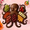 Octopus Charcuterie Board Seafood Serving Tray for Cheese Meats Fruits Ocean Themed Wood Food Platter for Gatherings