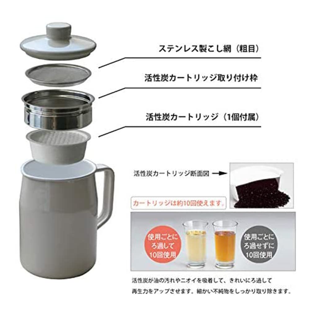 Эмалированная кастрюля для масла Fuji Enamel с активированным углем и картриджем белого цвета W 0,8 л Filto+ OPF-0,8 л