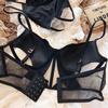 French Sexy Hollow Lingerie Set Women Ultra Thin Lace Bra Set Summer Mesh Breathable Underwear Fish Bone Tops Intimates Bras
