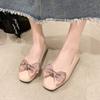 Flat Shoes Autumn New Fashion Shallow Mouth Single Shoes Versatile Round Head Bow Commuting One Pedal Doudou Shoes