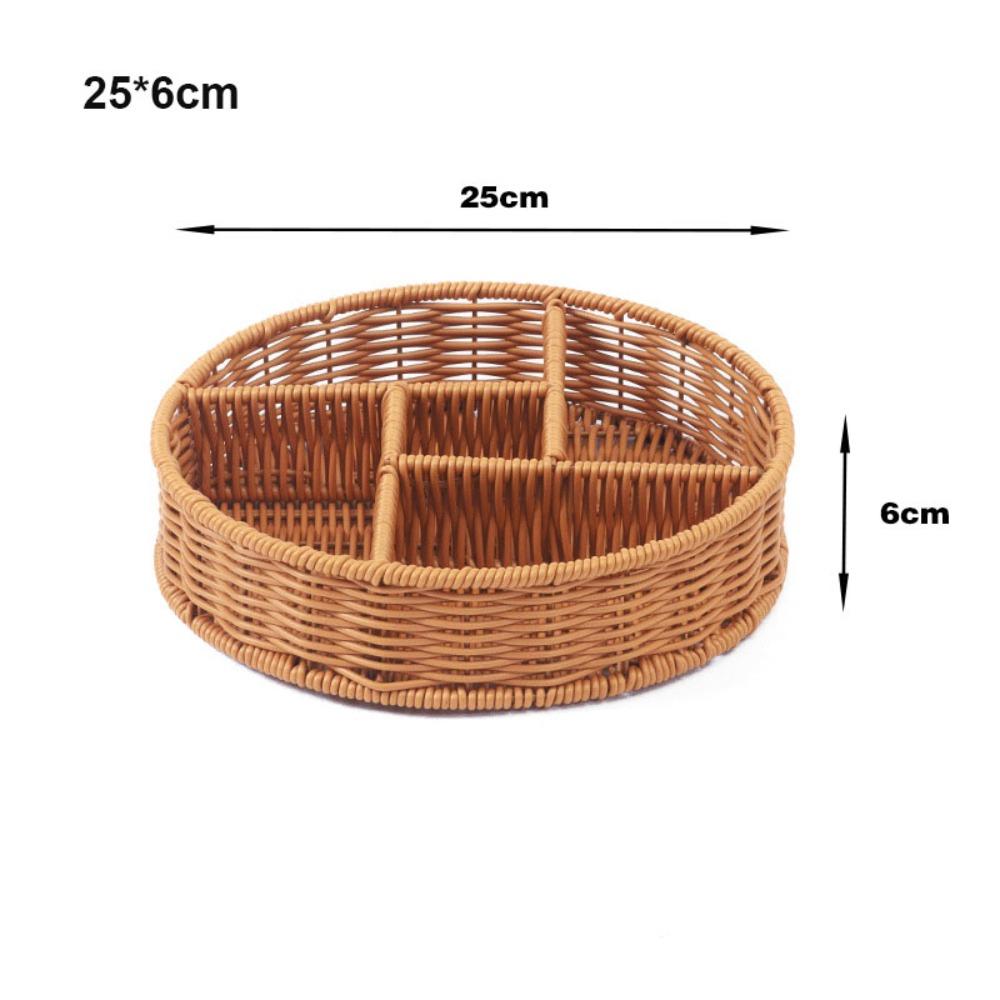 Hardness Rattan Wicker Woven Serving Baskets Khaki Restaurant Serving Tabletop Display