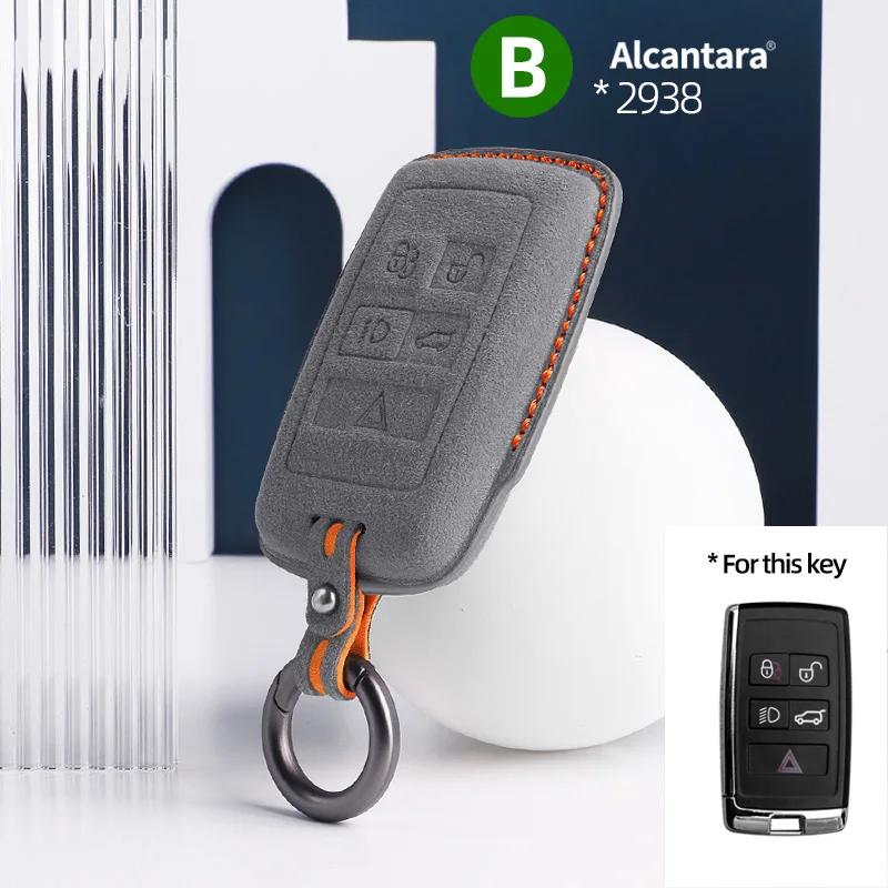 Suede Car Key Case Holder Keychain for Land Rover Range Rover Discovery 5 Sport 2018 2019 for Jaguar XEL E-PACE 2019 Accessories